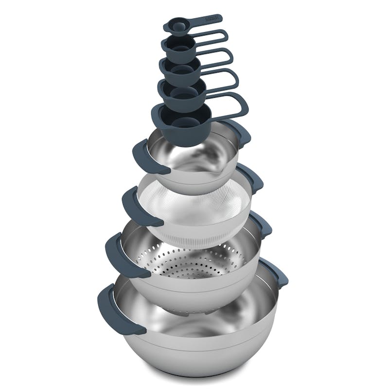 Nest 100 9 piece stacking bowl and measuring set, Brushed Stainless Steel